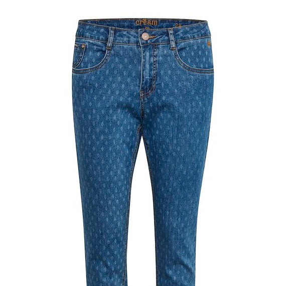 CREAM DK, Lone Printed Denim Jeans, BLUE