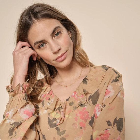 MOS MOSH, Achelle Floral Blouse, TAN