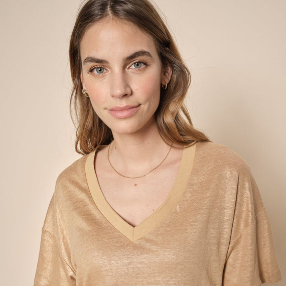 MOS MOSH CASA V-SS FOIL TEE, TAN