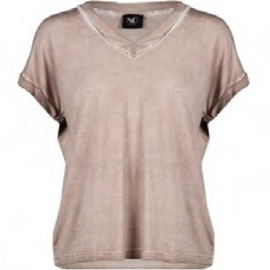 NÜ DENMARK,Rock Mana V-Neck Tee, BEIGE