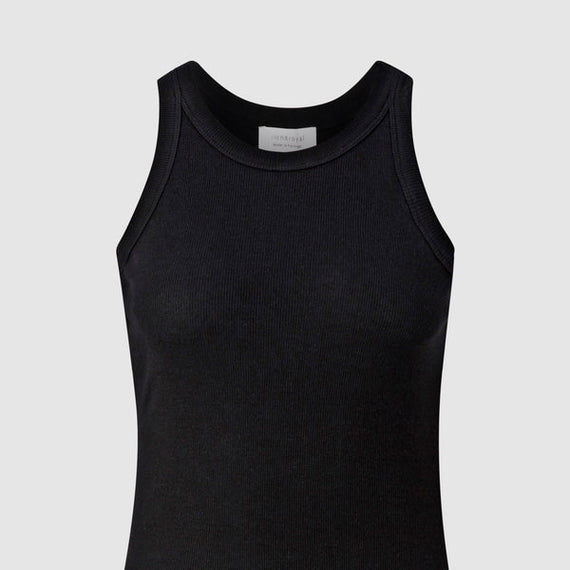 RICH & ROYAL, E O Organic Rib Singlet Top, BLACK