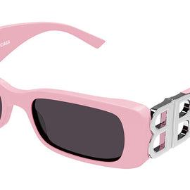BALENCIAGA,Sunglasses, Rectangle Frame, Silver BB Logo, Baby Pink