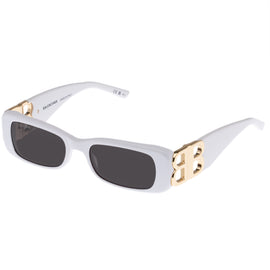 BALENCIAGA, Sunglasses Rectangle Frame, Gold BB Logo, WHITE
