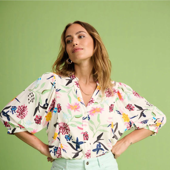 POM AMSTERDAM, Garden Bloom Long Sleeve Blouse, BLOOM
