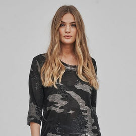 NU DENMARK, Mila Blouse, Camo, BLACK & GREY