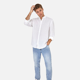 INDUSTRIE, The Trinidad Linen Long Sleeve Shirt, WHITE