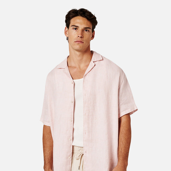 INDUSTRIE, The Del Sur Linen Short Sleeve Tee, ROSE