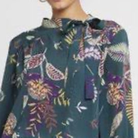 DAY BIRGER TARIH WOVEN TOP LONG SLEEVE FLORAL, ENVY GREEN