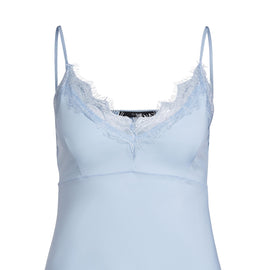 SET CAMISOLE SINGLET WITH LACE TRIM, BABY BLUE