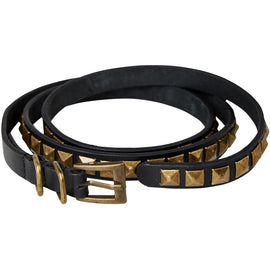 Nü DENMARK ANJASI LEATHER STUDDED THIN BELT, BLACK