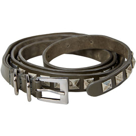 Nü DENMARK ANJASI LEATHER STUDDED THIN BELT, ARMY