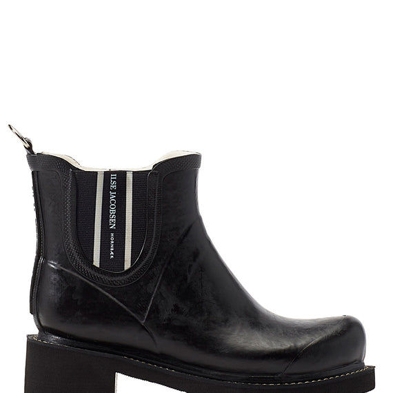 ISLE JACOBSEN SHORT ANKLE RUBBER RAIN BOOTS HEELED, BLACK