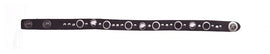 B.BELT CO LEATHER BRACELET WITH SMALL BLACK STUDS & CLEAR SWAROVSKI CRYSTALS, BLACK