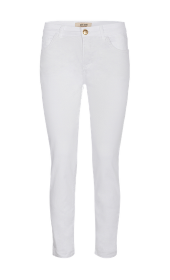 MOS MOSH SUMNER DECOR PANT JEAN WITH EMBROIDERED GEOMETRIC FEATURE ON REAR POCKETS, WHITE