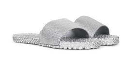 ISLE JACOBSEN Slides Sandals, Metallic Glitter Strap, SILVER