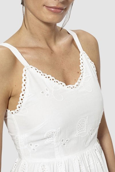 RICH & ROYAL DRESS, Embroidery Anglaise, WHITE