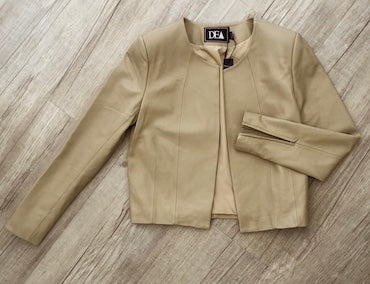 DEA THE LABEL, TJ MILLA LEATHER CROP JACKET, NUDE