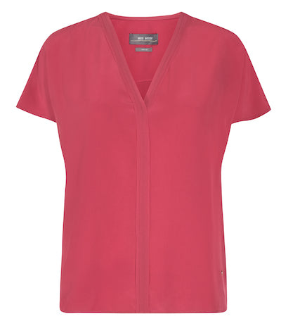 MOS MOSH ARIANA SILK V NECK BLOUSE, CHERRIES