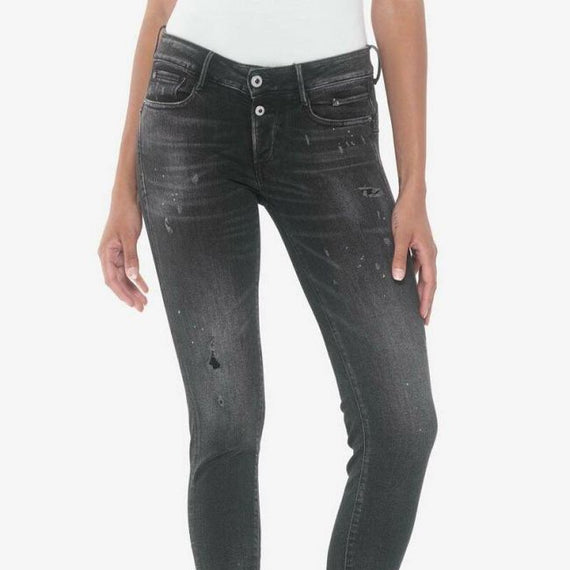LE TEMPS DES CERISES, JEAN PULPC ALAIS MEDIUM WAIST DISTRESSSED, BLACK