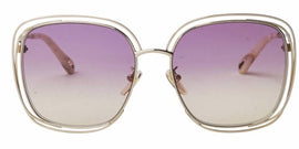 CHLOE SUNGLASSES, SQUARE GOLD YELLOW CUT OUT FRAME, PINK YELLOW GRADIANT LENS