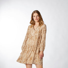 RICH & ROYAL, Dress with Leo Print, CAFFE LATTE