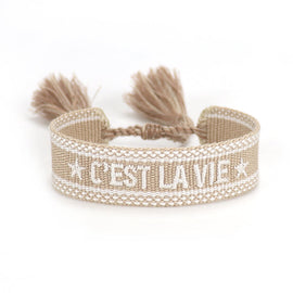 SUNNY HAZEL C'Est La Vie Material Bracelet, BLACK OR TAUPE