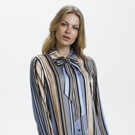 CULTURE DENMARK, Georgia Striped Pussy Bow Blouse, Blue