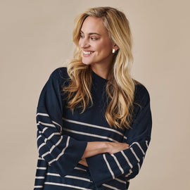 CULTURE DENMARK, AnneMarie Striped Pullover, SALUTE NAVY BLUE