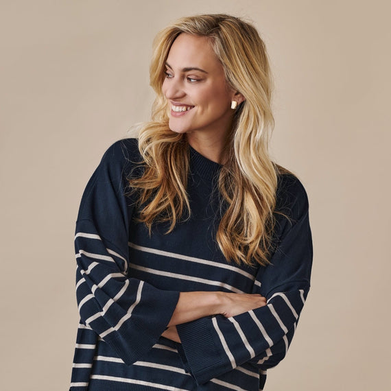 CULTURE DENMARK, AnneMarie Striped Pullover, SALUTE NAVY BLUE