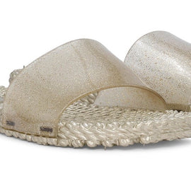 ISLE JACOBSEN Slides Sandals, Metallic Glitter Strap, GOLD PLATIN