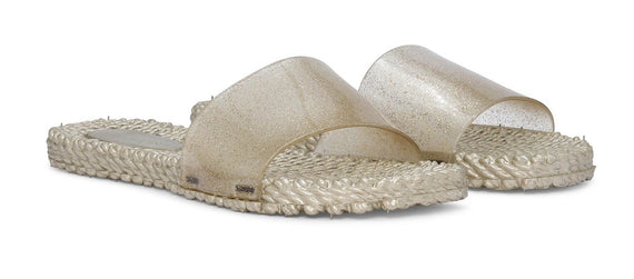 ISLE JACOBSEN Slides Sandals, Metallic Glitter Strap, GOLD PLATIN