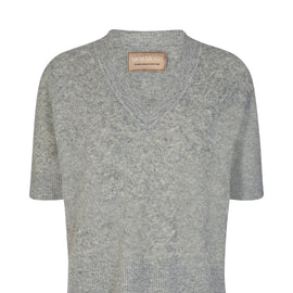 MOS MOSH Ila Short Sleeve Patterned Knit, Grey Melange