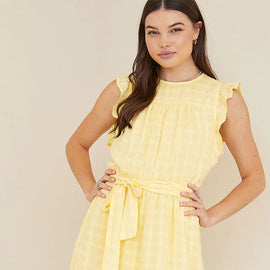 BELLA DAHL Belted Tiered Dress, Wild Flower, Buttercup Yellow