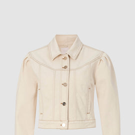 RICH & ROYAL Denim Jacket, Puffed Sleeves, BUTTERMILK