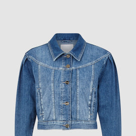 RICH & ROYAL Denim Jacket, Puff Sleeves, BLUE