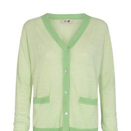 MOS MOSH Lenora Linen V-Neck Cardigan, SEACREST GREEN