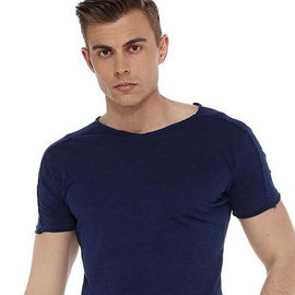 CIPO & BAXX, Men's V-Neck, Raw Edge Tee, Navy Blue