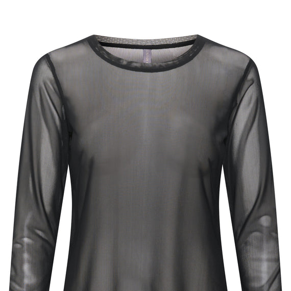 CULTURE DK CUMelida Mesh Long Sleeve Top, BLACK