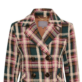 CULTURE DK, Beddie Checked Wool Blend Jacket, BLUSH