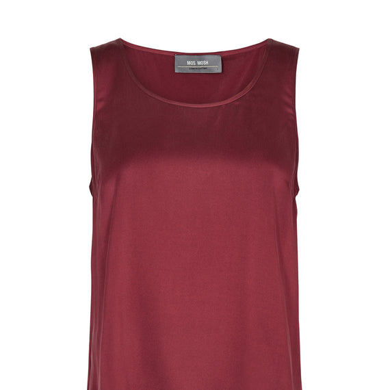 MOS MOSH, Astrid Silk Tank Top, OXBLOOD RED