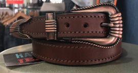 PORTER'S ANTIQUE ROSE SINGLE KEEPER COGNAC LEATHER BELT 38"