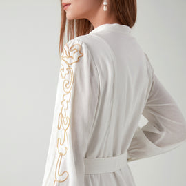 GDS, Sierra Embroidered Belted Short Dress, WHITE