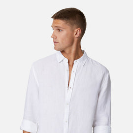 INDUSTRIE, The Tennyson Linen Long Sleeve Shirt, WHITE
