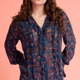 POM, Blouse Mythical Birds, NAVY