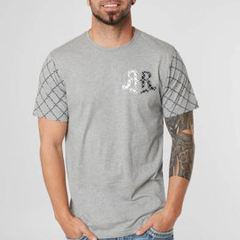 ROCK REVIVAL USA MENS SHORT SLEEVE T-SHIRT, QUILTED RR, GRAY
