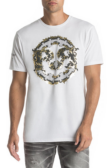 ROCK REVIVAL MENS T SHIRT CREW NECK REID FOIL JERSEY, WHITE